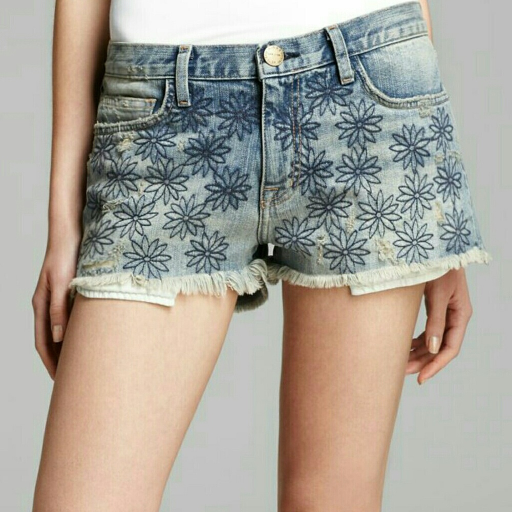 Current/Elliott "The Boyfriend" Embroidered Shorts